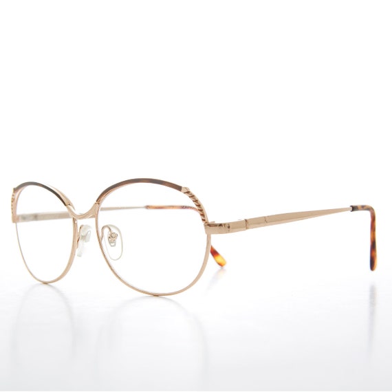 Elegant Gold Women's Readers with Brown Accents -… - image 2