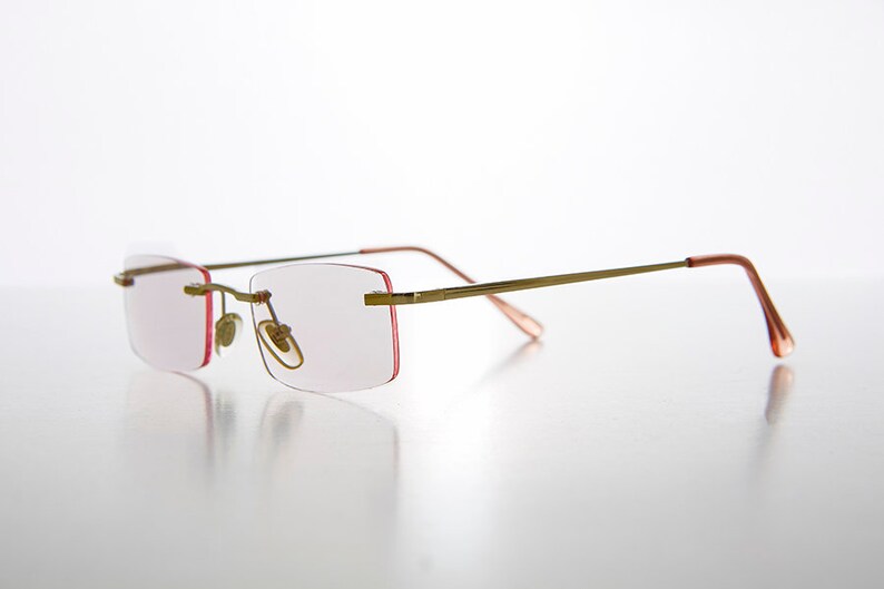 Rimless Reading Glasses Light Pink Tinted Lens / 1.50 Diopter Etsy