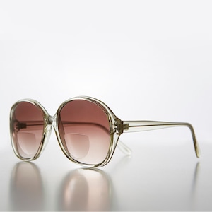 Round Clear Frame Women's Bifocal Reading Sunglasses - Alice