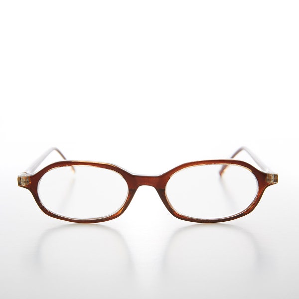 Brown Oval Half Frame Reading Glasses - Holly