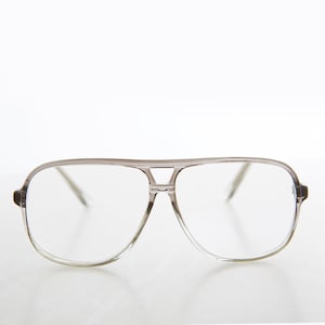 Retro Aviator Clear and Gray Reading Glasses - Hux