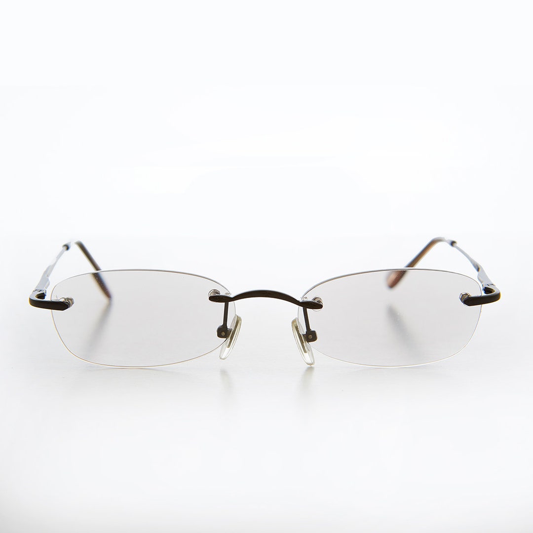 Gray Rimless Tinted Rectangular Lens Readers - Ryn - Etsy