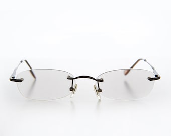 Gray Rimless Tinted Rectangular Lens Readers - Ryn
