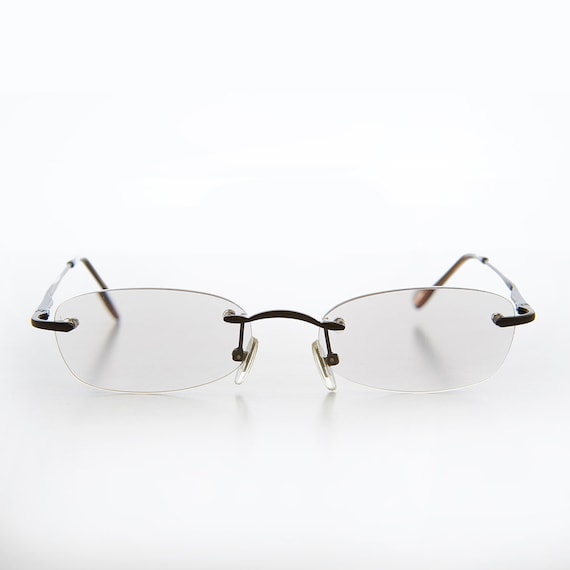 Gray Rimless Tinted Rectangular Lens Readers - Ryn - image 1