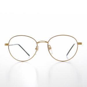 Round Gold Reading Glasses with Black Tube Temples - Shiloh