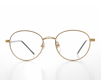 Round Gold Reading Glasses with Black Temples - Shiloh