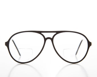 Simple Aviator Bifocal Black Reading Glasses - Bobbie