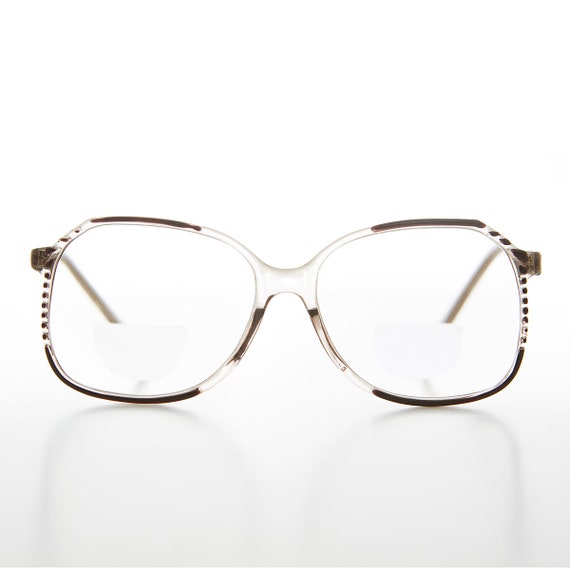 Clear Square Retro Bifocal Reader with Black Acce… - image 1