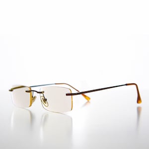 Rimless Reading Glasses Light Brown Tinted Lens - Dawn