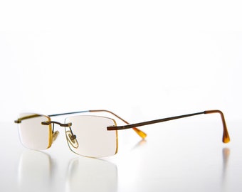 Rimless Reading Glasses Light Brown Tinted Lens - Dawn