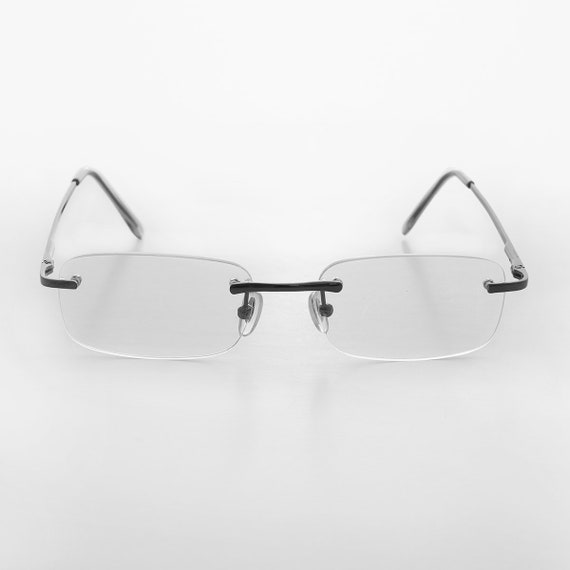 Gray Rimless Reading Glasses with Gunmetal Temple… - image 2