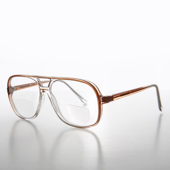 Bifocal Aviator Reader Clear Frame and Brown Acce… - image 2
