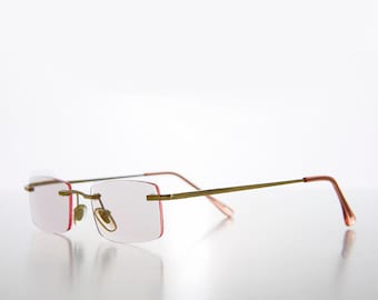 Rimless Reading Glasses Light Pink Tinted Lens - Dawn