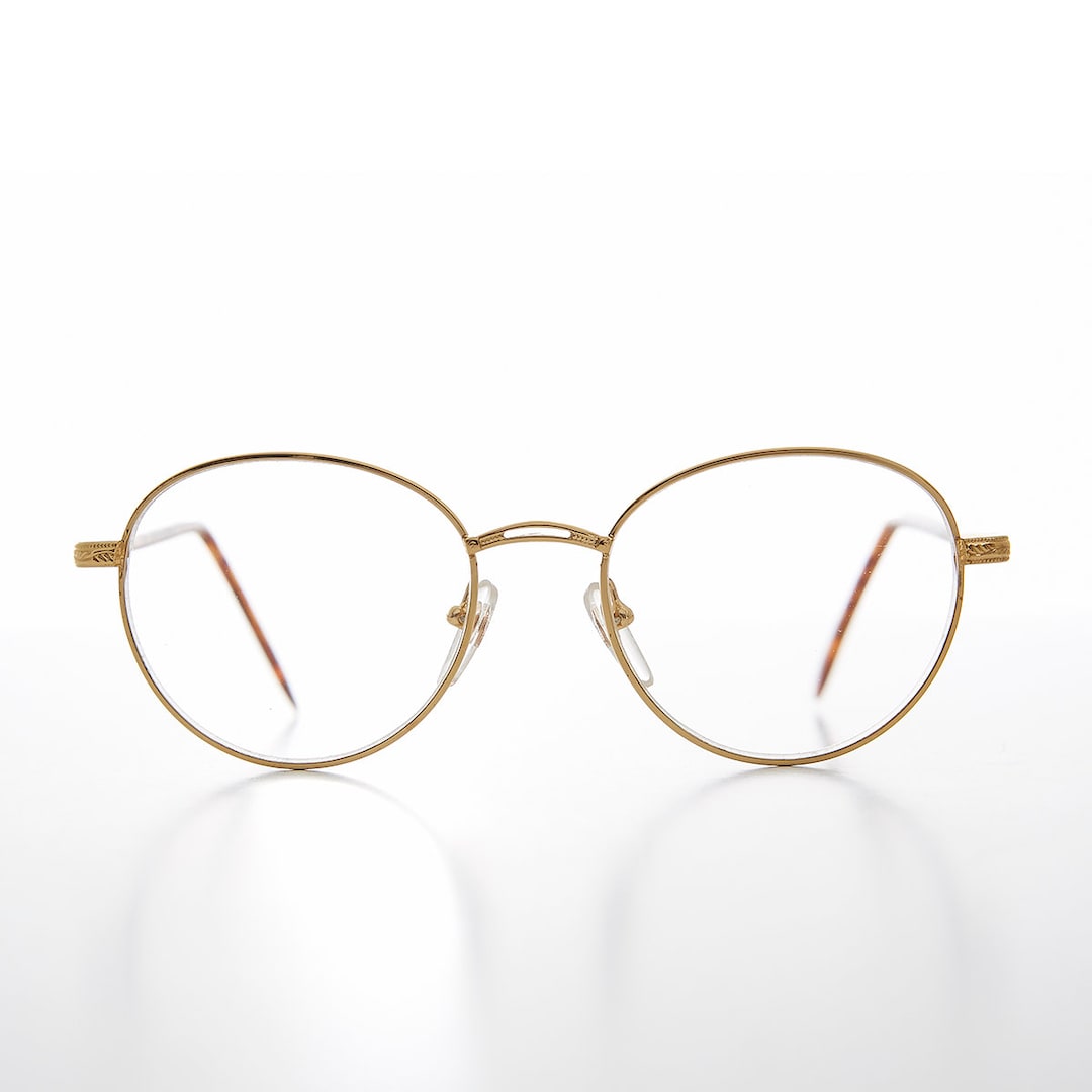 Round Gold Reading Glasses With Tortoiseshell Tube Temples Shiloh Etsy