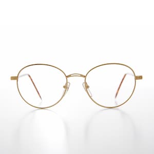 Round Gold Reading Glasses with Tortoiseshell Tube Temples - Shiloh
