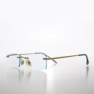 Rimless Reading Glasses Light Blue Tinted Lens - Dawn