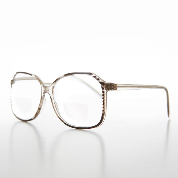 Clear Square Retro Bifocal Reader with Black Acce… - image 2