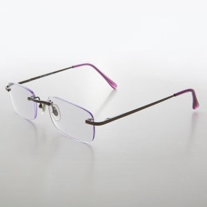 Purple Rimless Reading Glasses with Gunmetal Temples / 2.25 Diopter - Ryan