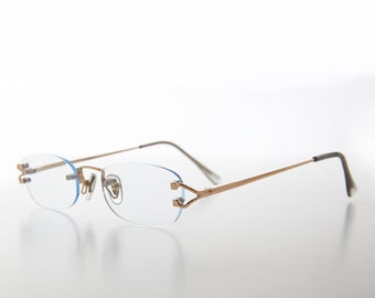 Rimless Lightweight Blue Gold Sunglass Reader - Zulu