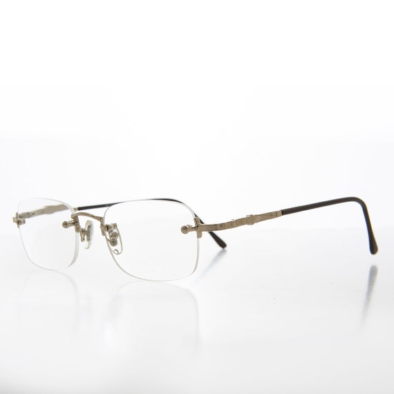 Rimless Lightweight Half Frame Silver and Black R… - image 1