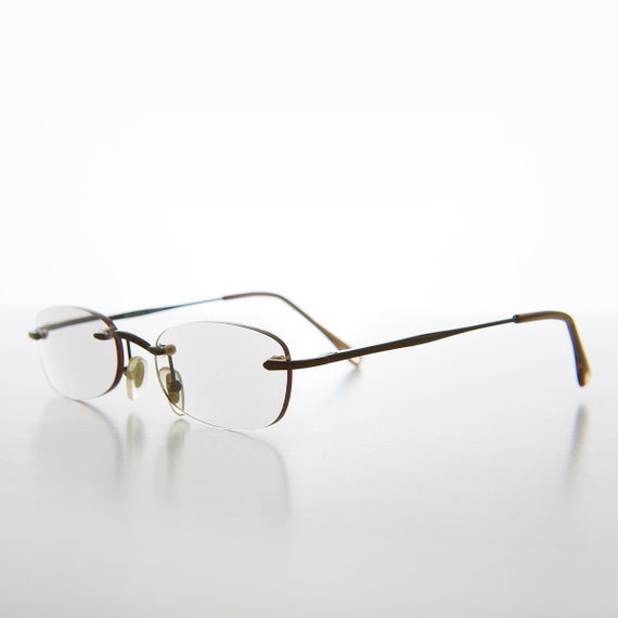 Gray Rimless Tinted Rectangular Lens Readers - Ryn - image 2