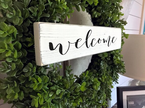 Welcome Sign Wreath Front Door Wood Farmhouse Gallery Wall