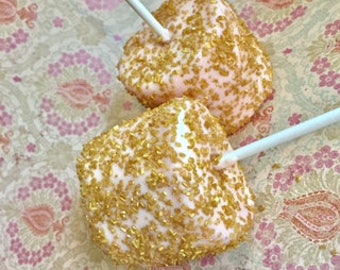 Blush Pink and Gold Jumbo Chocolate Covered/Dipped Marshmallows, Pink Gold Wedding Dessert Buffet, Pink Gold Favor, Rose Gold Favors
