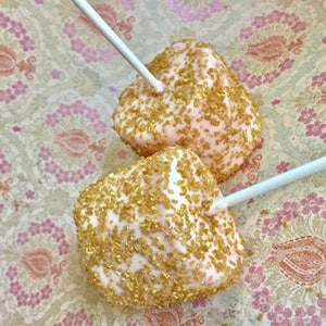 Blush Pink and Gold Jumbo Marshmallows, Chocolate Covered Dipped Jumbo Marshmallow Pops, Rose Gold Marshmallows Favors, Pink Marshmallows