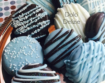 Blue Chocolate Covered Dipped Oreo Cookies, Boys Baby Shower Favors, Boys Blue Baptism Favors, Boys Christening Favors, Blue Cookies