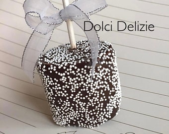 Chocolate Covered Jumbo Marshmallow Pop, Dark Chocolate Marshmallow Treats, Black and White Treats, Black White Party Favors, Wedding Favors