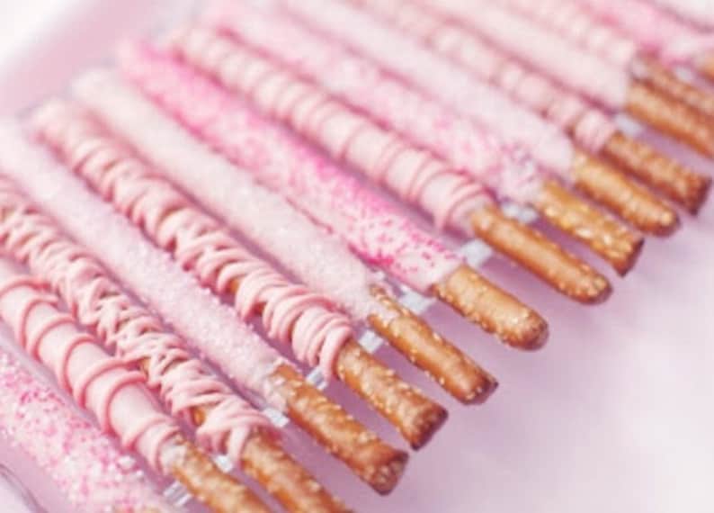 Pink Chocolate Covered Pretzels Baby Girl Shower Favors Pink Etsy