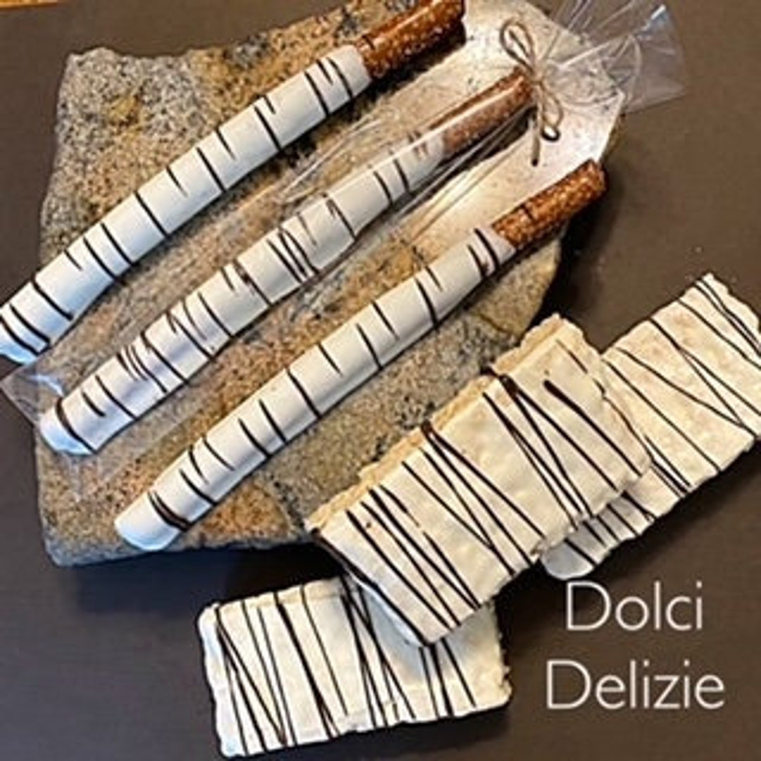 Birch Bark Pretzels, Birch Tree Logs, Birch Tree Chocolate Pretzel Rods