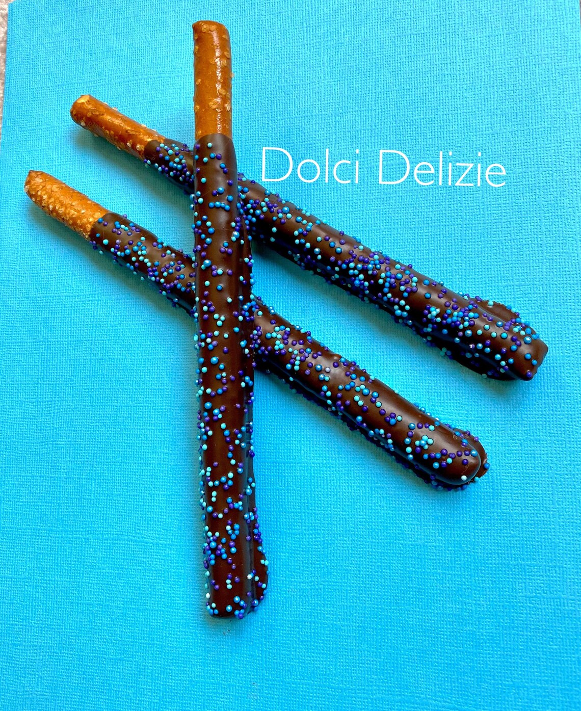 Blue Chocolate Covered Dipped Pretzel Rods Blue Caramel Etsy