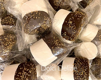 Chocolate Dipped Jumbo Marshmallow Treats with Gold, Chocolate Treats, Party Snacks