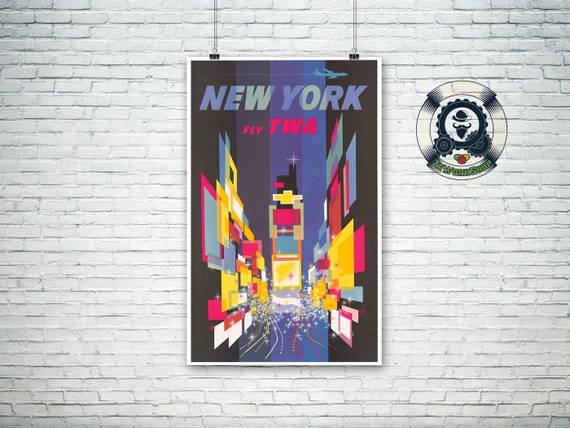 New York travel poster TWA canvas print vintage retro art deco