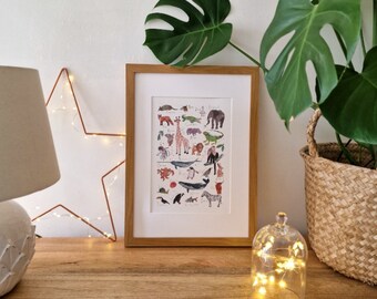 Animal Alphabet Print | Nursery Decor | A4 Print