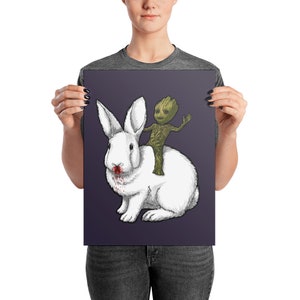 Dynamit Groot Reiten Kaninchen Plakat