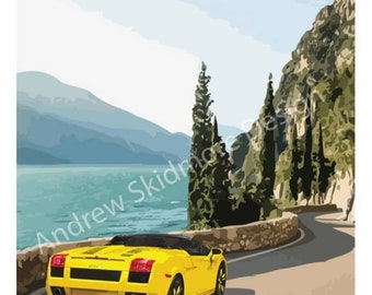 Lamborghini Gallardo, Perfect Driving Road, Classic Poster