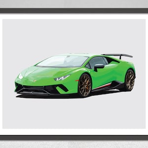 Lamborghini Huracan Performante Car Art Poster Print