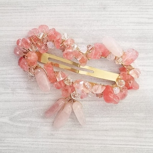 Crystal Heart Barrette | Quartz Hair clip | Bruids zendspoel | Swarovski haar versiering | Bruids haartoebehoren