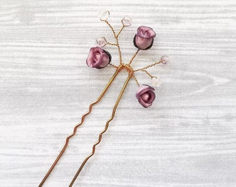 Floral Hairpin | Rose Cluster Headpiece | Wedding Hair Accessories | Bridal Hair Pins