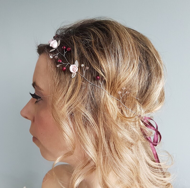 Floral Hair Wreath Wedding Hair Accessory Beaded Headpiece Etsy