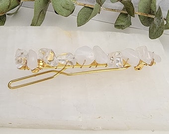 Quartz Hair Clip | Stone Headpiece | Bridal Hair Adornment | Wedding Hair Accessory | Clear Quartz Barrette