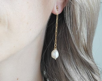 Pearl Dangle Earrings | Wedding Jewelry | Bridal Earrings | Bridesmaids Gift | Pearl Drop Earrings | 14K Gold Filled Dangle Earrings