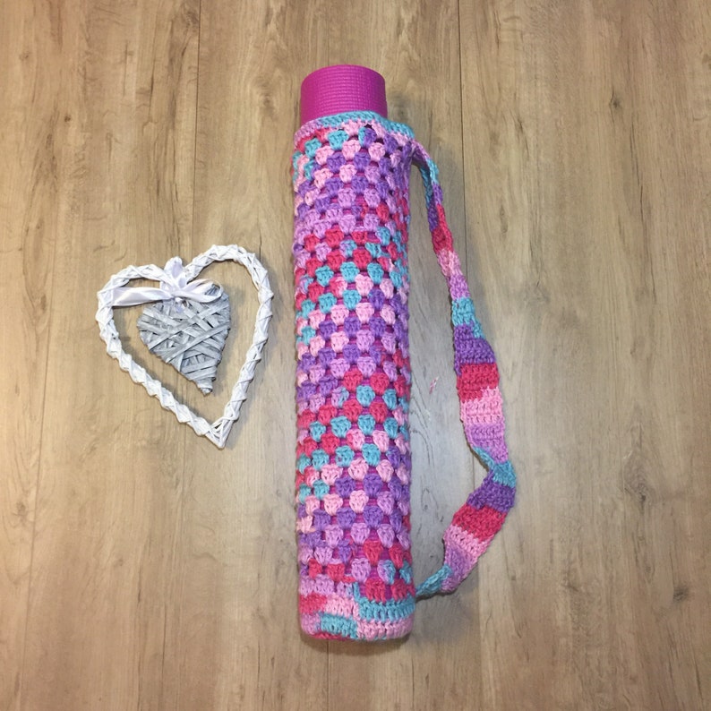 Crochet Yoga Mat Bag Free Shipping In Canada Pink Turquoise Etsy