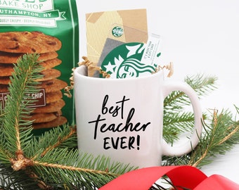 Best Teacher Ever Mug, Teacher's Holiday Gift, Coffee Mug for Teacher