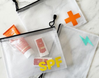 Travel Pouches- 3 Pack, Charger Bag, SPF Bag and First Aid Kit Bag