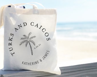 Wedding Welcome Bags / Wedding Welcome Bag / Personalized Tote Bag / Custom Tote Bag / Tropical Wedding / Palm Tree Tote Bag