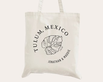 Wedding Welcome Bags / Wedding Welcome Bag / Personalized Tote Bag / Custom Tote Bag / Destination Wedding / Monstera Leaf