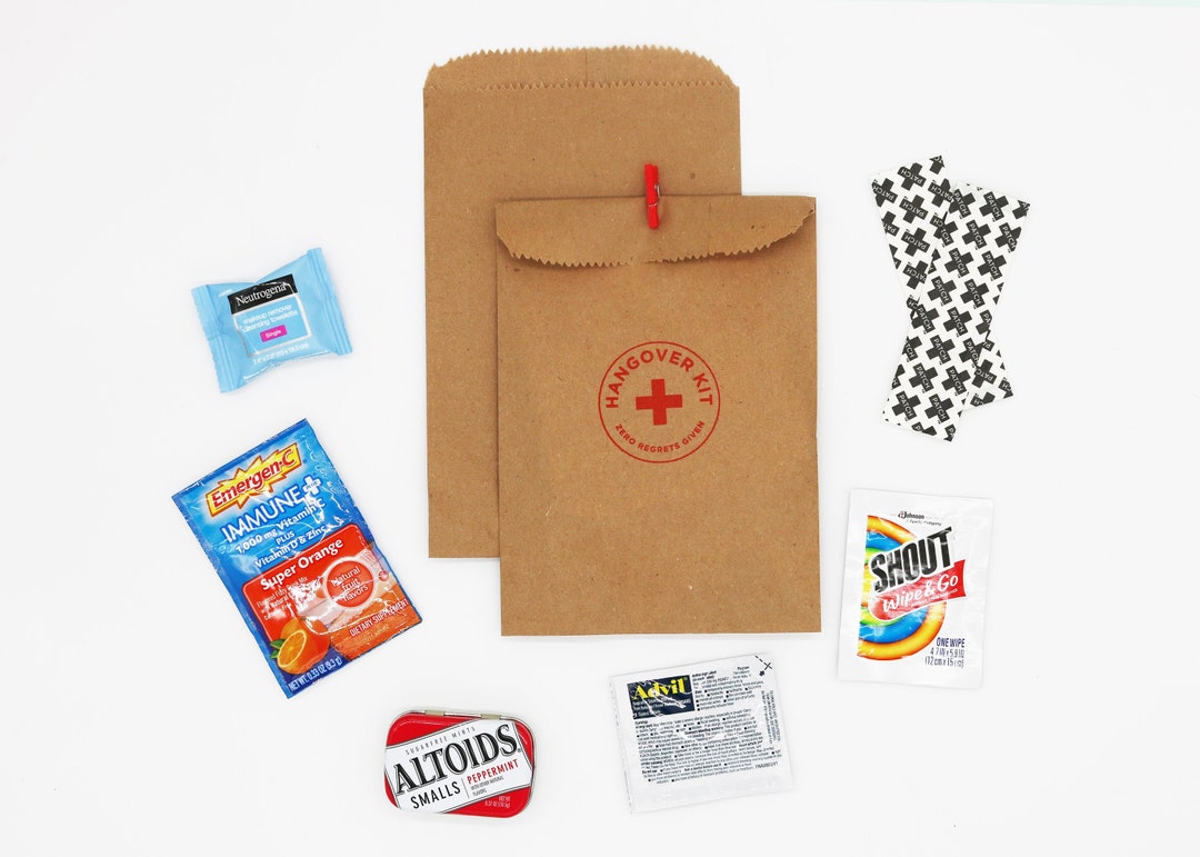Hangover Kit, Paper Bag Hangover Kit, Wedding Hangover Kit, Hangover